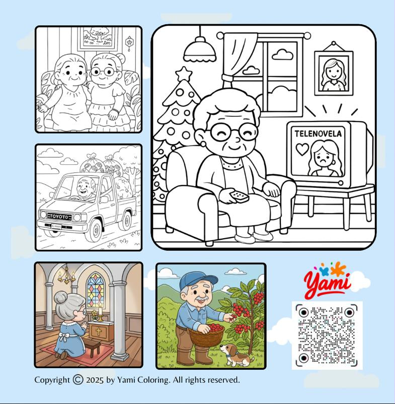 Grandparents Memories coloring book, additional image (TBD: back cover or interior sample)